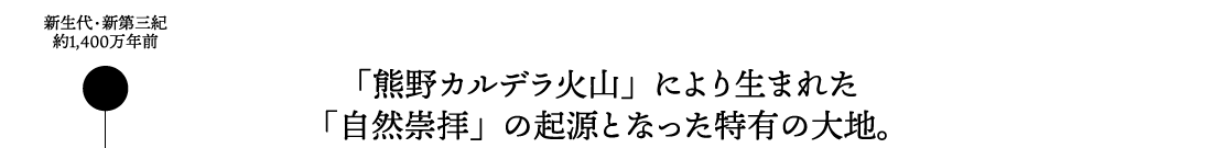 「熊野カルデラ火山」により生まれた「自然崇拝」の起源となった特有の大地。