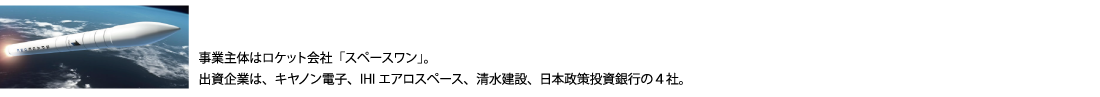 事業主体はロケット会社「スペースワン」。出資企業は、キヤノン電子、IHIエアロスペース、清水建設、日本政策投資銀行の４社。